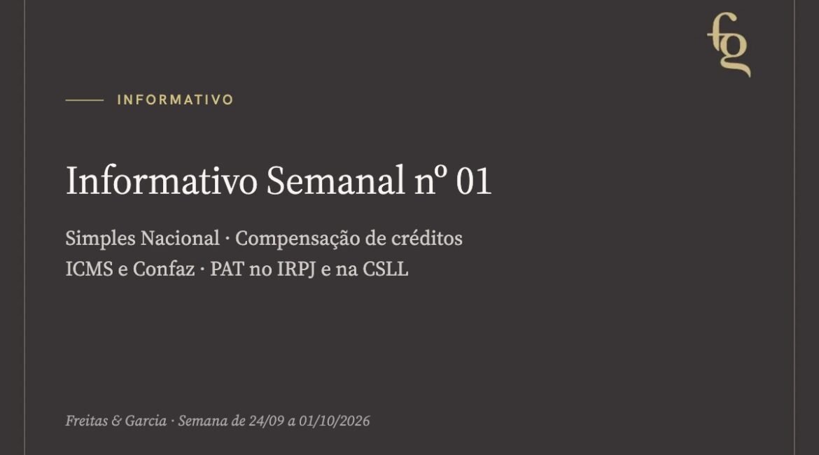 Capa do Informativo Semanal Freitas & Garcia nº 01